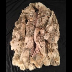 ADRIENNE LANDAU Natural brown tone rabbit coat S